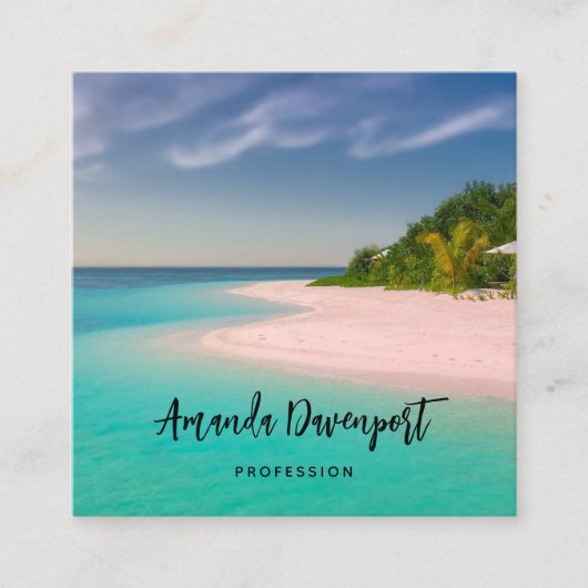 Aquamarine Ocean Tropical Beach Scenic Vierkante Visitekaartje (Voorkant)