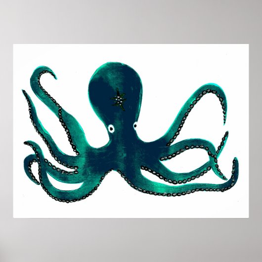 Aquamarine Octopus Poster (Voorkant)