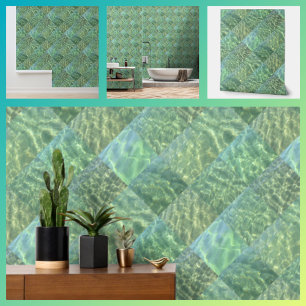 Aquamarine Seafoam Aqua Water Patchwork Behang