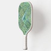 Aquamarine Seafoam Water Patchwork Monogram Pickleball Paddle (Links)