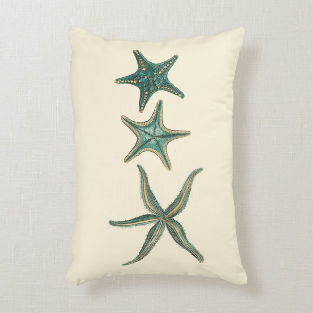 Aquamarine Triple Starfish Decoratief Kussen (Voorkant(Verticaal))