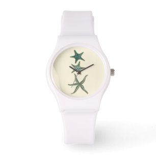 Aquamarine Triple Starfish Horloge