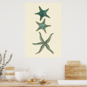 Aquamarine Triple Starfish Poster (Keuken)
