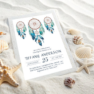 Aquamarine Waterverf Dreamcatcher Baby shower Kaart