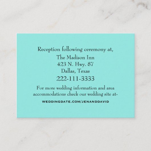 Aquamarine Wedding Enclosure Card Informatiekaartje (Voorkant)