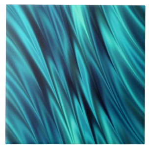 Aquamarine zijdegolven tegeltje