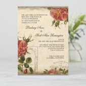 Aquan Cream  Eiffeltoren Roos Bruiloft Kaart (Staand voorkant)