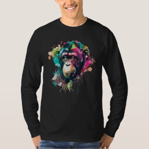 Aquarel Aap Chimpansee Kleurrijk Wilde Dieren T-shirt