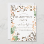 Aquarel Afstudeerfeest Boho Groene Uitnodiging (Voorkant)