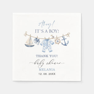    Aquarel ahoy het is een jongen baby shower Servet