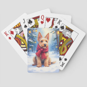 Aquarel Airedale Terrier Besneeïerde Kerst Pokerkaarten