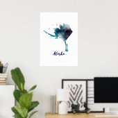 Aquarel Alaska Verenigde Staten Poster (Thuiskantoor)