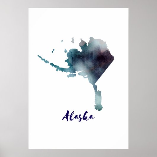 Aquarel Alaska Verenigde Staten Poster (Voorkant)