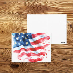 Aquarel Amerikaanse Vlag Kunst Briefkaart