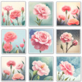 Aquarel Anjer bloemen Scrapbook Sticker (Voorkant)