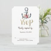 Aquarel Anker Bloemen Zee RSVP Kaart (Staand voorkant)