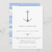 Aquarel Anker Zeevaart Trouw Uitnodiging (Voorkant / Achterkant)
