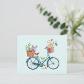 Aquarel Antieke Fiets met Bloemenmanden Briefkaart (Staand voorkant)