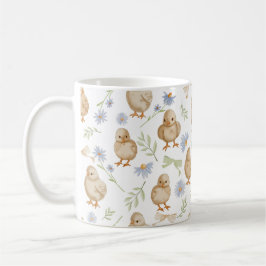Aquarel Baby Chicks Bloempatroon Koffiemok