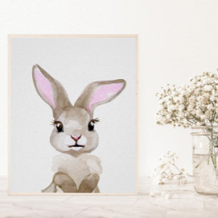 Aquarel Baby Konijn Jong Dierenverblijf Kind Bosgr Poster