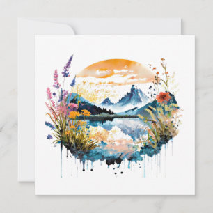 Aquarel berglandschap kaart
