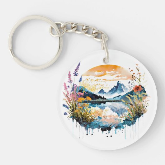 Aquarel berglandschap sleutelhanger (Voorkant)