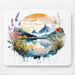 Aquarel bergtafereel muismat