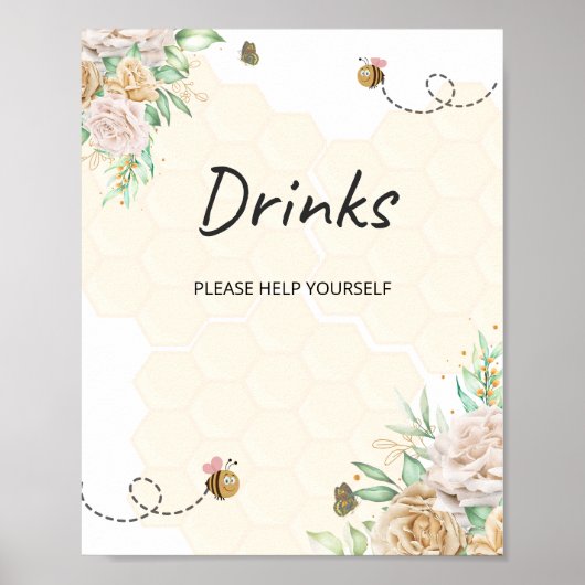 Aquarel bij Drink zelf Poster (Voorkant)