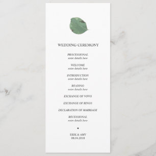 Aquarel blad bruiloft programma