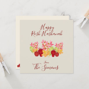 Aquarel Bladeren Appels Rosh Hashanah FLAT Kaart