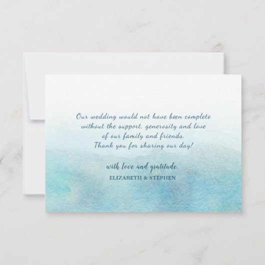 Aquarel Blauw & Goud Bergen Bruiloft Bedankt (Achterkant)