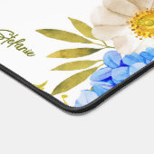 Aquarel Blauw Hydrangeas Bloemen gepersonaliseerd Bureaumat (Hoek)