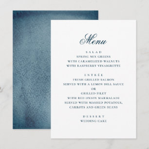 Aquarel blauw marine eenvoudig nautisch huwelijk menu