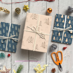 Aquarel Blauw Winter set van 3 Inpakpapier Vel