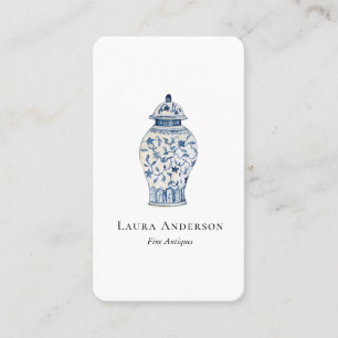 Aquarel blauw-witte urn  visitekaartje