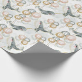 Aquarel Blauwe Ballon Whimsical Whale Cadeaupapier (Hoek)