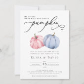 Aquarel Blauwe Roze Pompoen Herfst Geslacht Reveal Kaart (Voorkant)