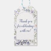 Aquarel Blauwe Wilde Bloem Frame Cadeaulabel (Voorkant)