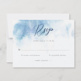 Aquarel Blauwe Winter Bruiloft RSVP Kaart