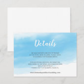 Aquarel Blauwe Zeekleur Bruiloft Detail Informatiekaartje (Voorkant / Achterkant)