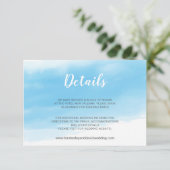 Aquarel Blauwe Zeekleur Bruiloft Detail Informatiekaartje (Staand voorkant)