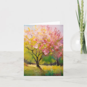 Aquarel bloeiende bomen aanpasbaar kaart