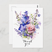 Aquarel Bloem bedankt  Briefkaart (Voorkant / Achterkant)