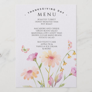 aquarel bloem bewerkbare menu kaart
