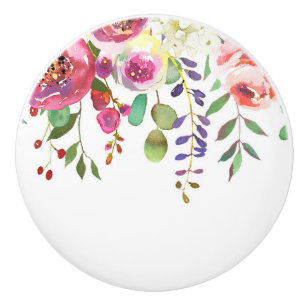 Aquarel Bloem Bloemen Modern Kleurrijk Krachtig Keramische Knop