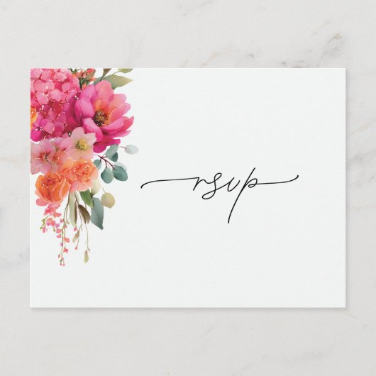 Aquarel Bloem RSVP-reactie Aankondigingskaart (Voorkant)