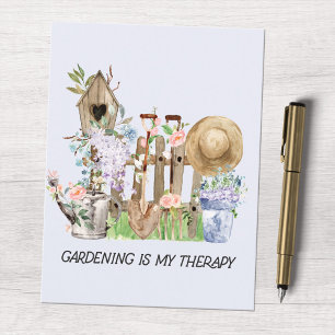 Aquarel Bloem Tuingereedschap en Citaat Briefkaart
