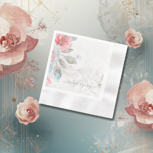 aquarel bloem wilde bloem roos pioen trouwen servet