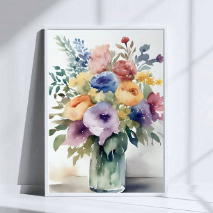 Aquarel Bloemboeket Schilderij Poster
