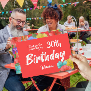 Aquarel Bloemen 30e Verjaardag Dankkaart Bedankkaart